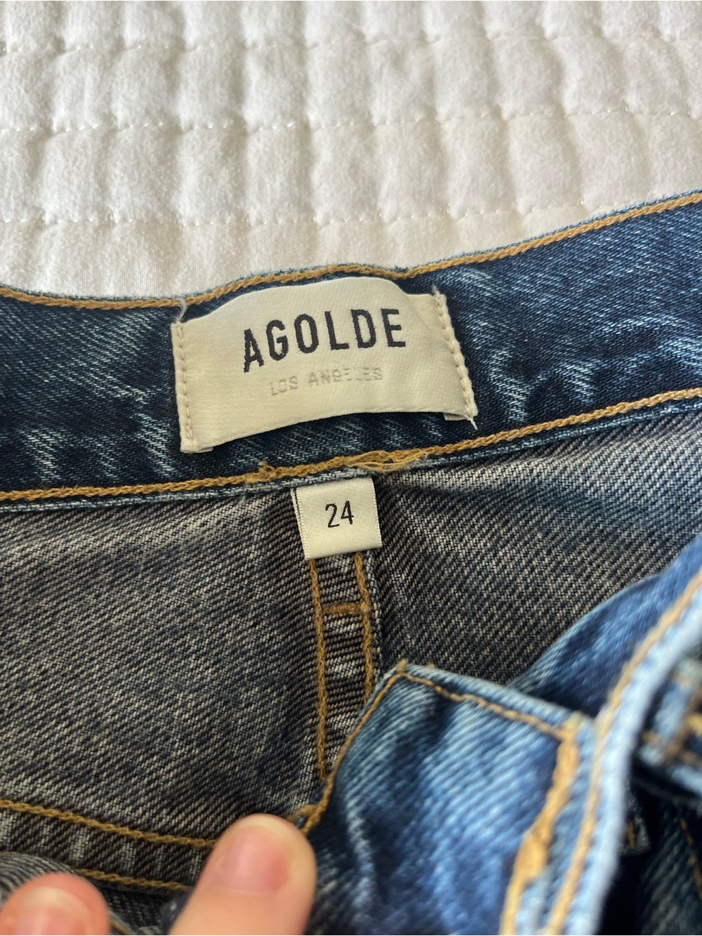 Agolde Women's 90s Pinch Waist Straight Leg Jeans in Dark Blue Denim 24 - Picture 2 of 8